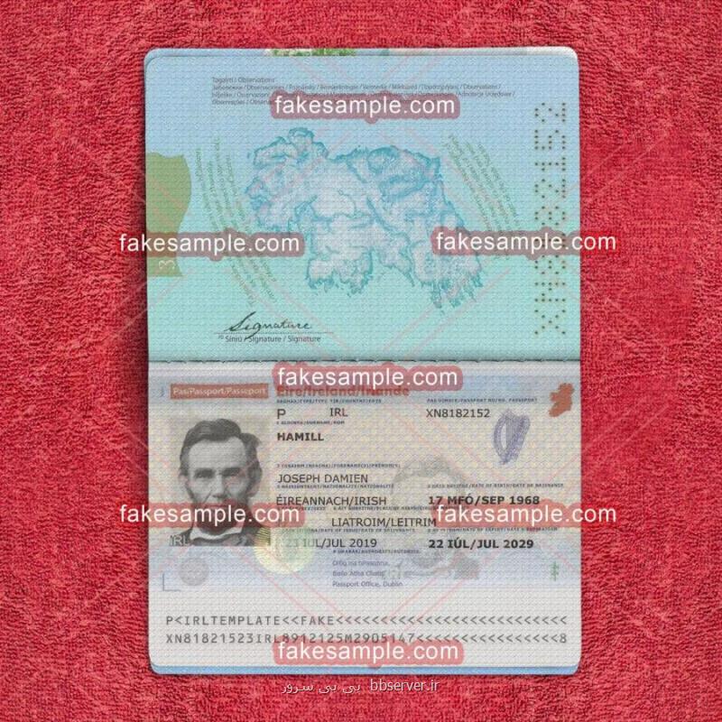 Ireland Passport Fake Template